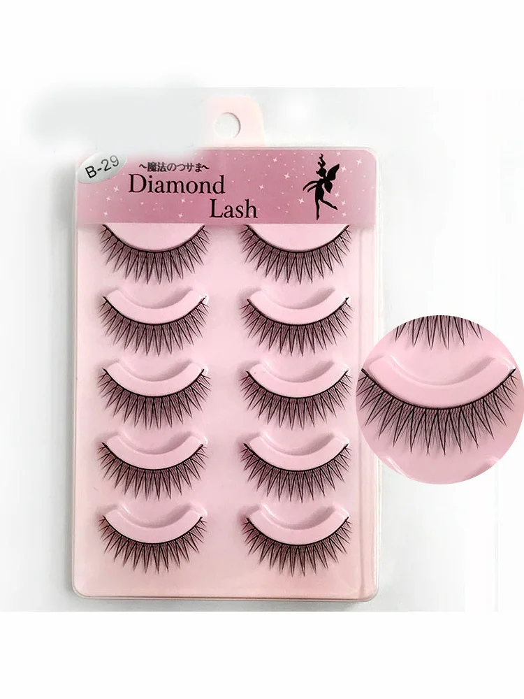 

5pairs natural cross false eyelashes black stem simulation eyelash extension three-dimensional eye makeup acrylic cosmetics