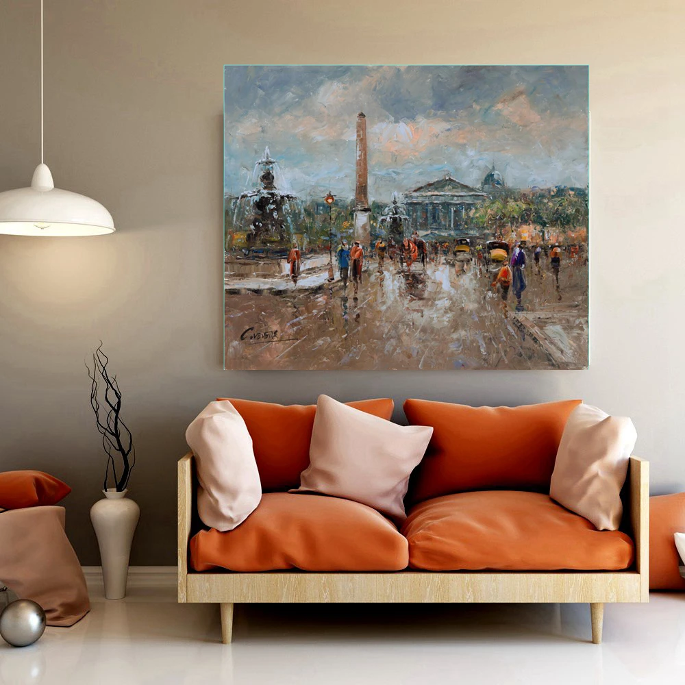 

Knife Oil Painting Abstract Landscape Artwork 3D Handmade Oil Painting for Family Entrance Bar Home Decor Drop Shipping