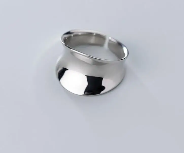 

Authentic REAL. 925 Sterling Silver Glossy Irregular concave Geometric Band Rings adjust Jewelry GTLJ1655