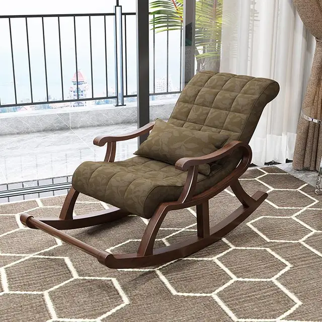 Luxury Solid Wood Rocking Chair Lazy Leisure Rocking Easy Chair