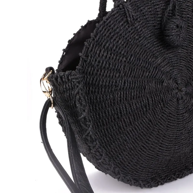 black round woven bag