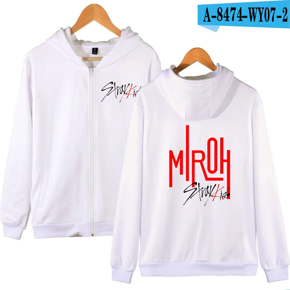 Kpop Stray Kids Miroh Idol толстовки на молнии детская теплая толстовка в стиле хип-хоп с длинными рукавами женская и Мужская Уличная одежда - Цвет: White