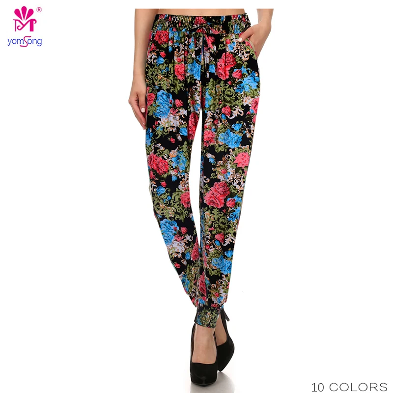 2018 Floral Jogger Pants Women's Casual Long Pants Cotton ...