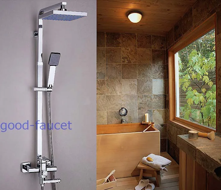 NEW Luxury Chrome Brass Shower Set Faucet Rain 8 ABS Shower Head Tub Faucet Mixer Tap