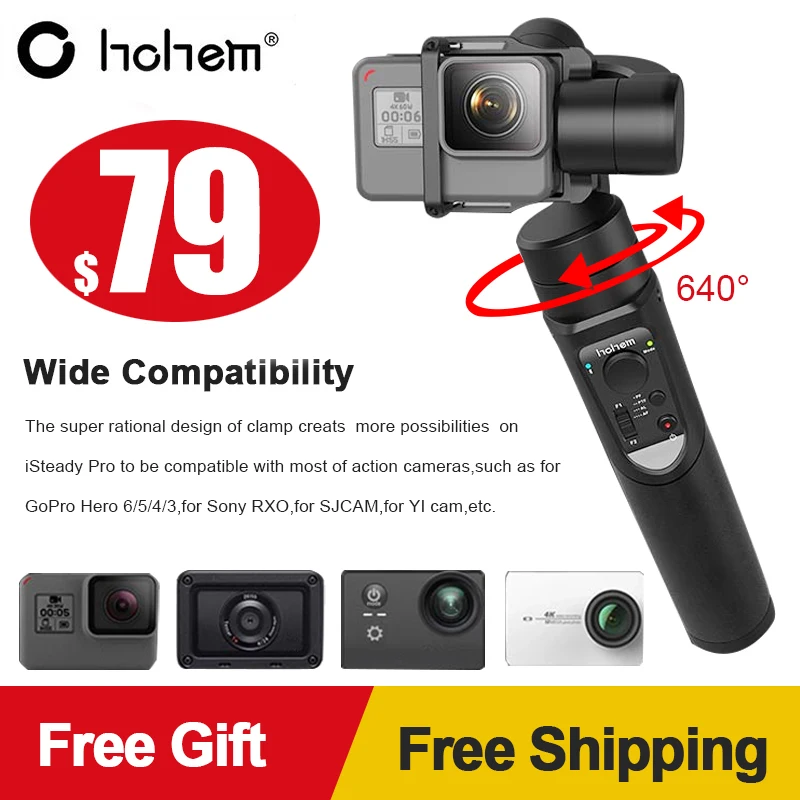 Hohem iSteady Pro 3-Axis действия Камера Gimbal Ручной Стабилизатор для камеры Yi 4K плюс экшн-камеры Gopro Hero 6/5/4 sony RX0 SJCAM PK Feiyu G6
