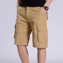 Подходят талии 76-117 см плюс Размеры шорты-карго Для мужчин шорты хлопок мульти карман летние уличные Пеший Туризм короткие штаны