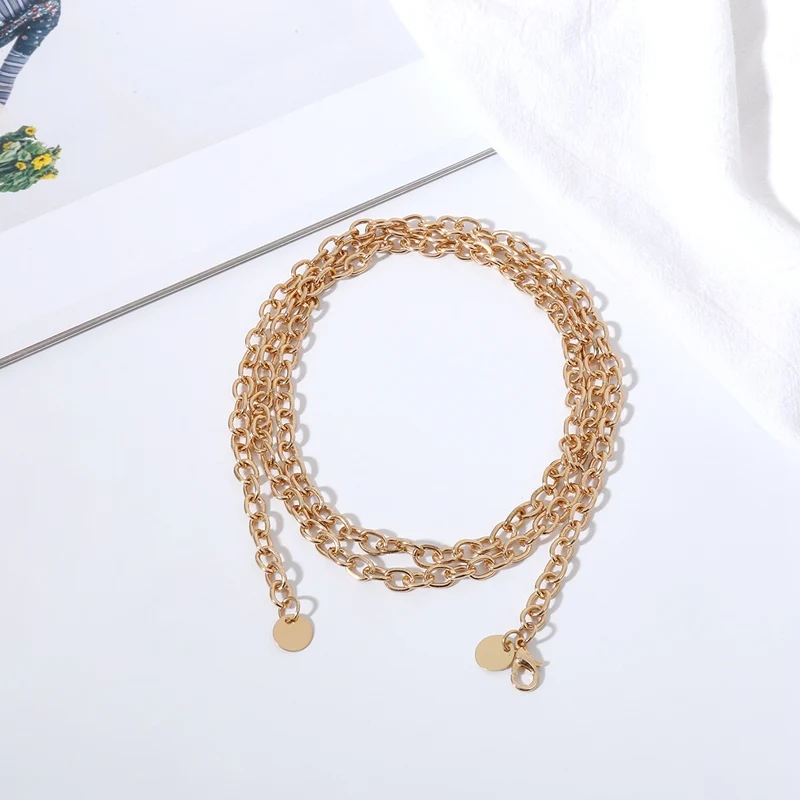 style 2 gold Женский модный пояс, высокая талия, Золотая узкая металлическая цепочка, массивная бахрома - Цвет: style 2 gold