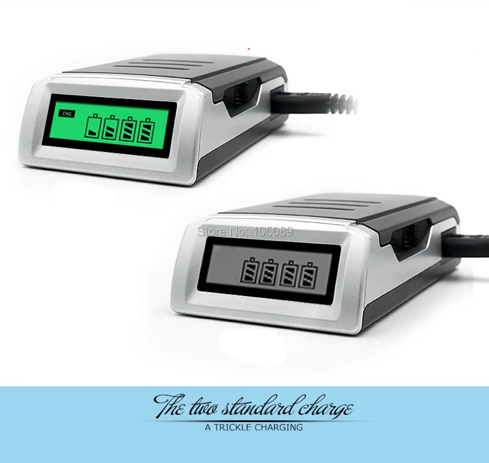 

AAA AA NI-MH NI-CD Battery Charger with AC100-240V 4-CHANNEL LCD Battery charger Short circuit protection flip cover led indit