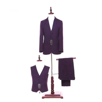 

New red striped lapel single-breasted men's tuxedo and men's best man wedding dress 3 sets (jacket + pants + vest) custom made