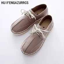 HUIFENGAZURRCS/новая весенняя кожаная обувь на плоской подошве, обувь ручной работы, обувь ручной работы из кожи в японском стиле