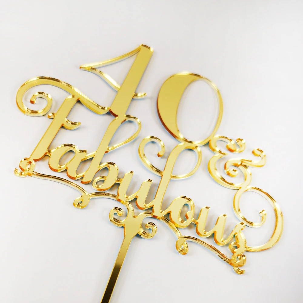 40& Fabulous Cake Topper 40th Fortieth Birthday Party Topper Anniversary Cake Decorations Supplies Cake Accessory