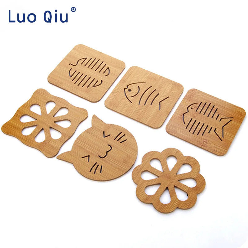 

Table mat wooden cartoon heat insulation mat table anti-skid pan creative lovely tea cup bowl mat coaster
