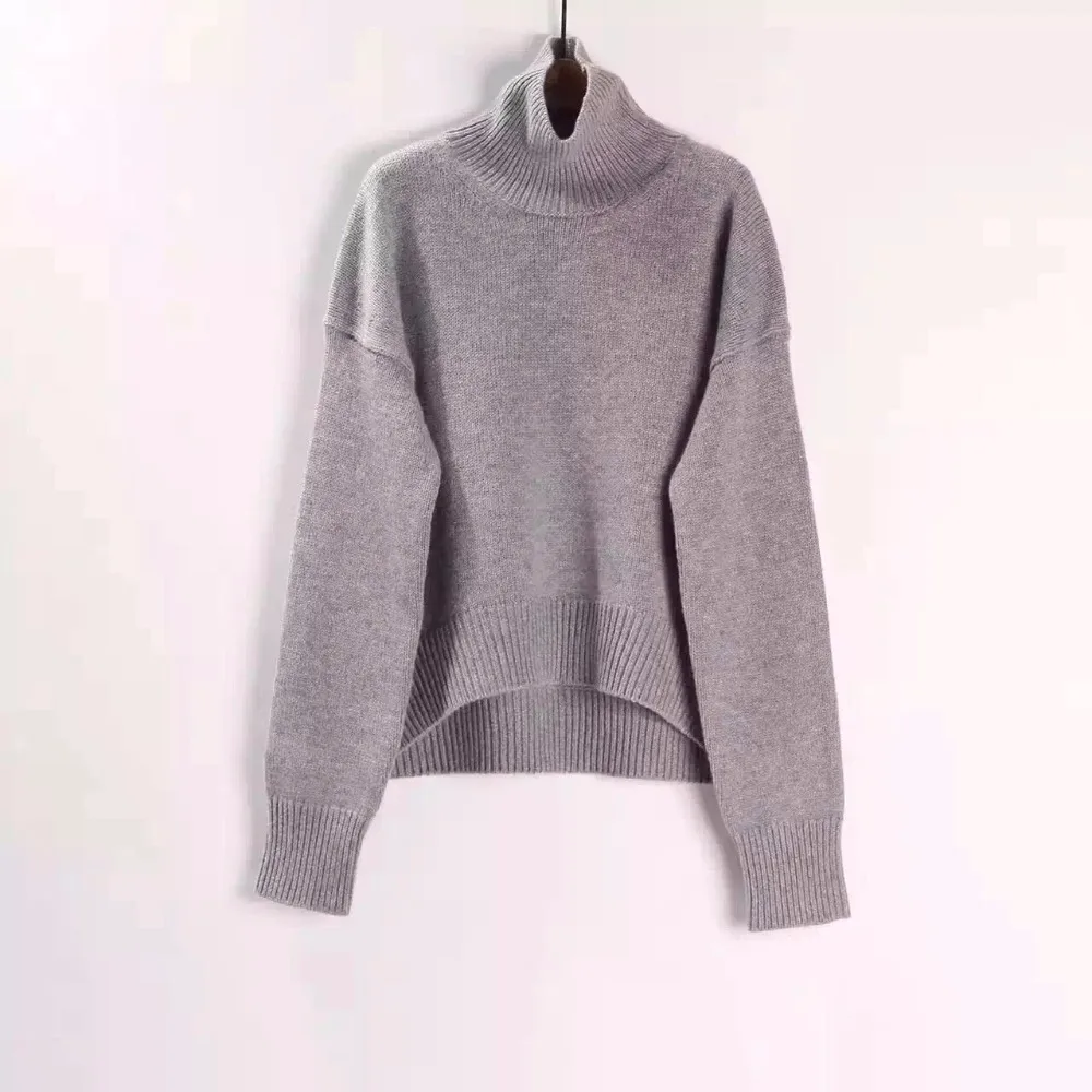 

2019 New Fashion Double thickening loose turtleneck cashmere sweater female long sleeve knit sweater solid pullovers women tops