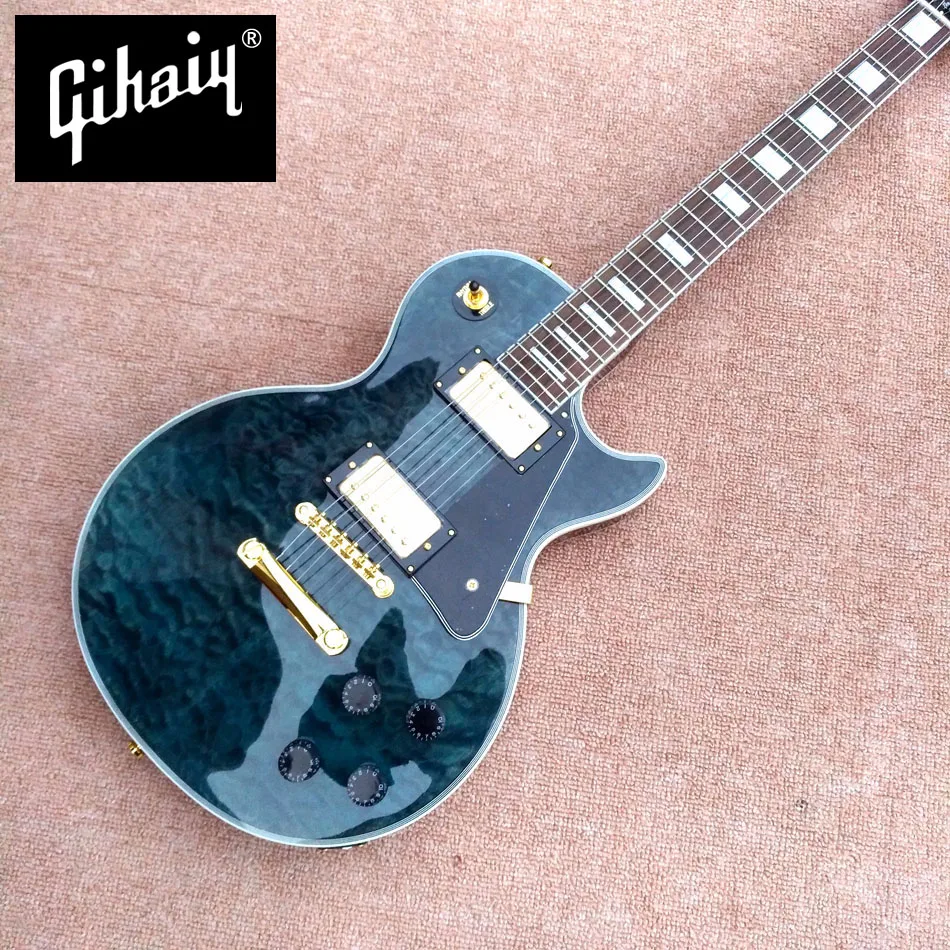 

New style high-quality custom LP electric guitar, Blue Flame Maple Top Rosewood fingerboard electric guitar, free shipping