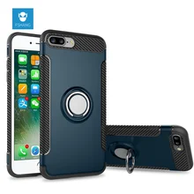 FSHANG Luxury Shockproof Cases for iPhone 7 8 Plus Case Metal 360 Finger Ring Holder Car Combo Phone Cover for iPhone 8 7Plus