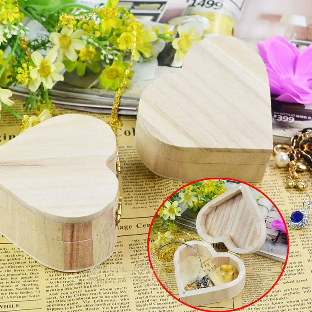 

Fashion Wood Box Jewelry Box Heart Shape Storage Boxes for Wedding Earrings Ring Box Home Storage Gifts