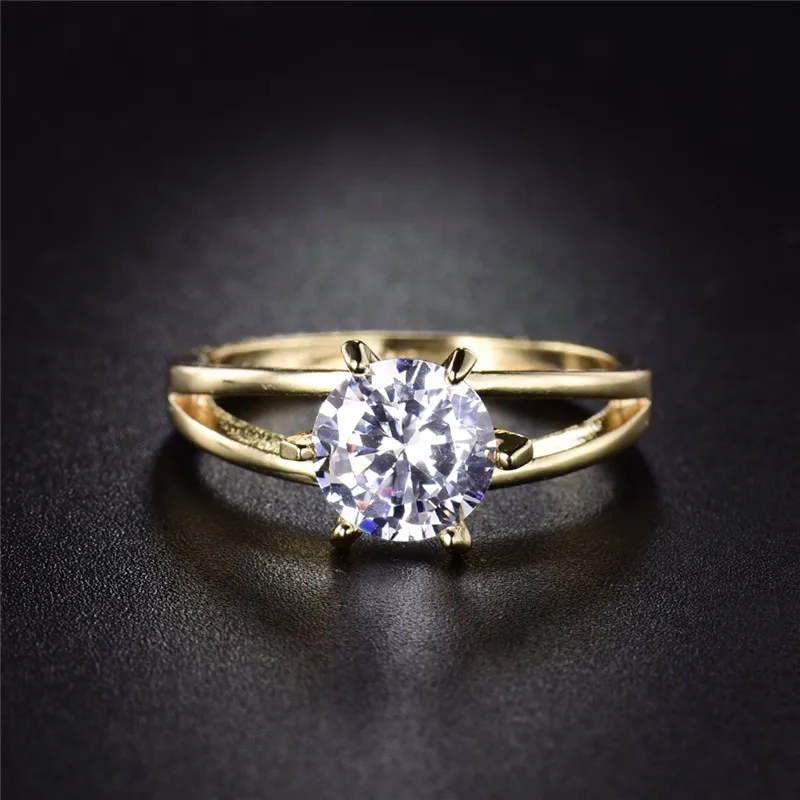 GULICX Мода г. кольца на фаланги для Для женщин золотого цвета белого цвета с украшением в виде кристаллов, цирконий Простой свадебное кольцо ювелирных изделий R021