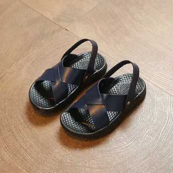 

Shoes Summer Beach Unisex PU Leather Solid Color Child Sandals Comfortable Boys Girls Shoes