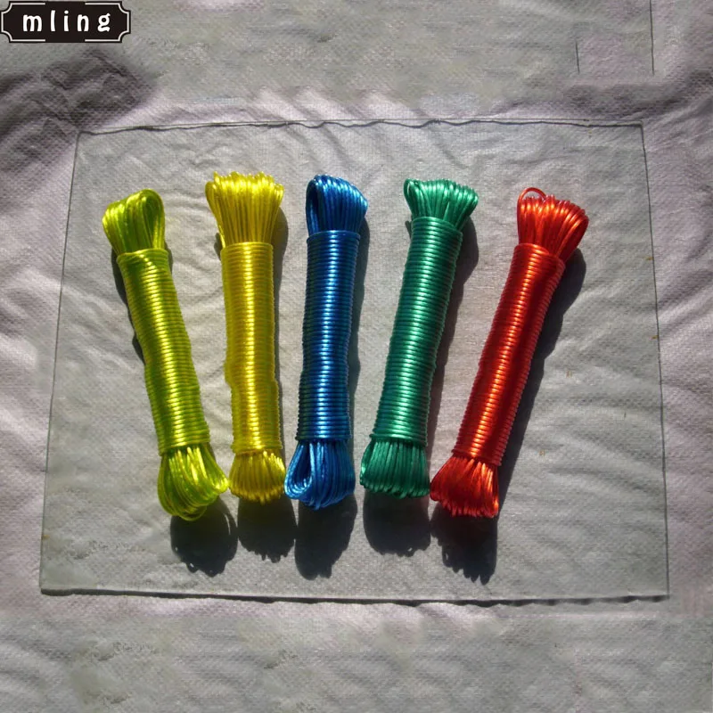 

mling 1PC 20m ClothesLine Plastic Coated Steel Core Washing Line Rope 7 Colours