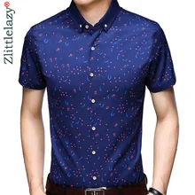 Мужская рубашка с коротким рукавом и светскими звездами, повседневная облегающая Летняя мужская рубашка, Мужская модная уличная одежда, camisa 51184