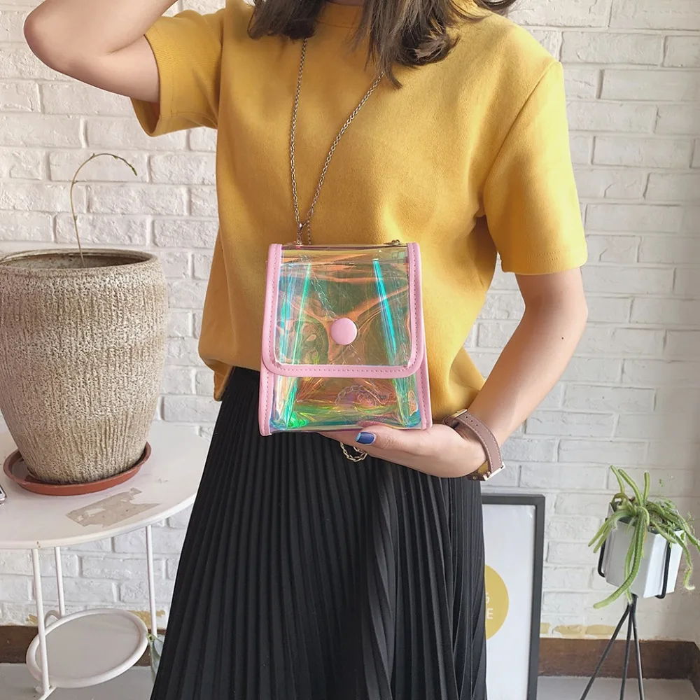 

2019 Clear Transparent PVC Shoulder Bags Women Candy Color Jelly Purse Solid Color sac a main femme Crossbody Bags