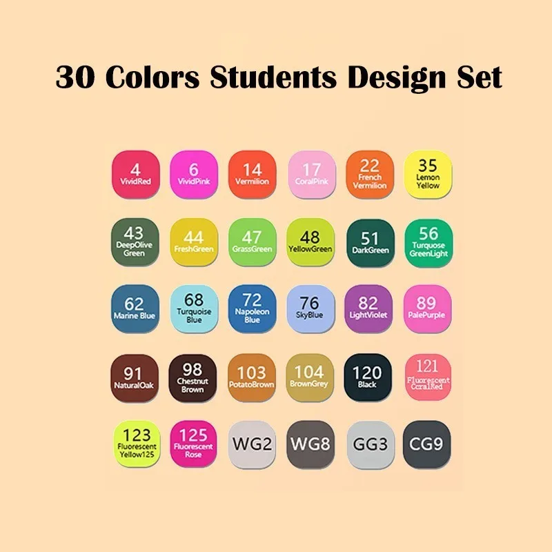 Сенсорный экран Цвет 30/40/60/80/168 Цвет маркер для рисования набор двуглавый художественный эскиз жирной на спиртовой основе маркеры для анимации Manga - Цвет: 30 Students Set