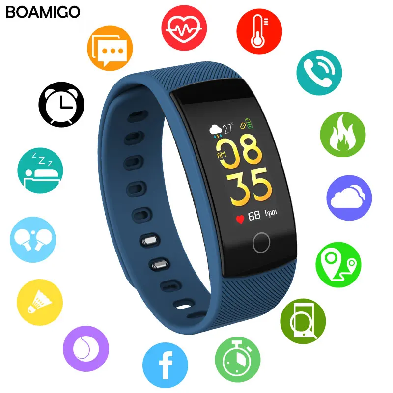 BOAMIGO smart watches bluetooth Smart Bracelet Wristband Heart Rate message Reminder Sleep Monitoring for IOS Android phone