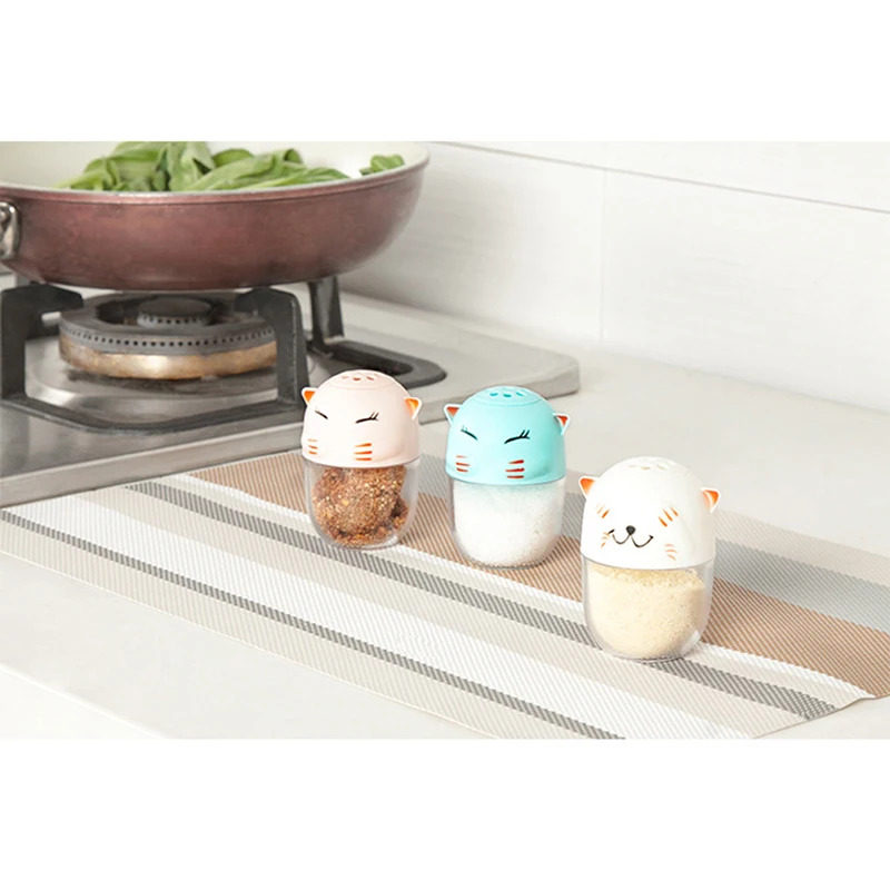 

Cartoon Cat Plastic Seasoning Jar Spice Pepper Salt Cans Box Container Toothpick Holder Kitchen Gadget Storage Bottles