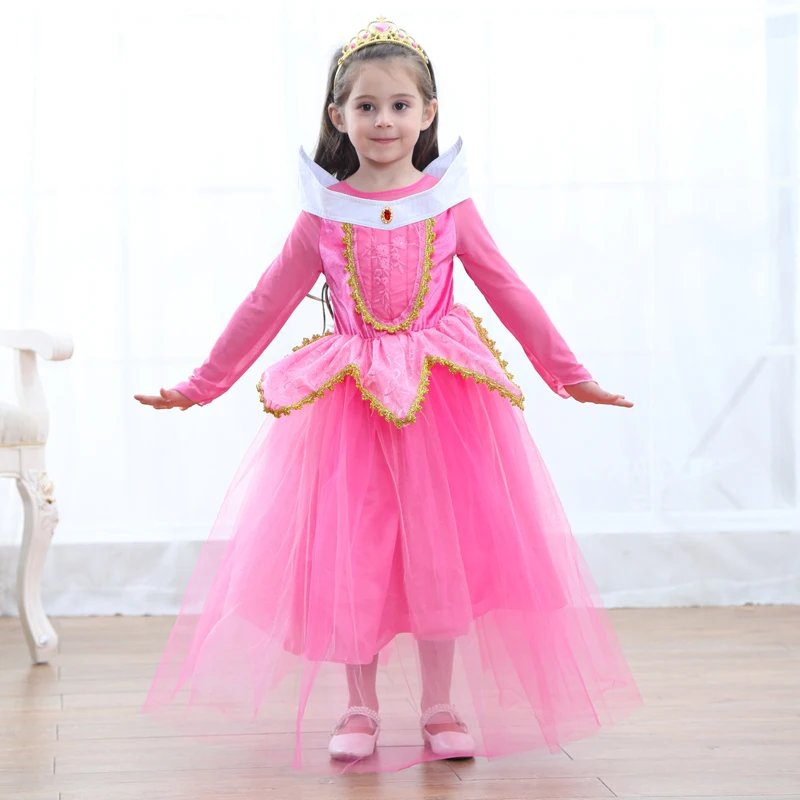 Kids Girls Sleeping Beauty Briar Rose Princess Aurora Dress Cosplay ...