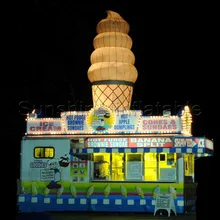 4 м наружное декорирование крыши гигантский надувной конус мороженого/Надувное мороженое со светодиодными огнями для рекламы