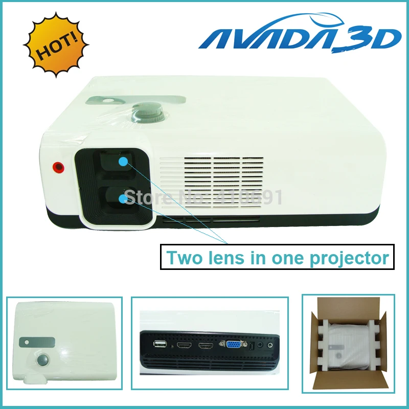 High Quality 2650 Lumens Full HD 3D LED Projector Linear Polarized Dual