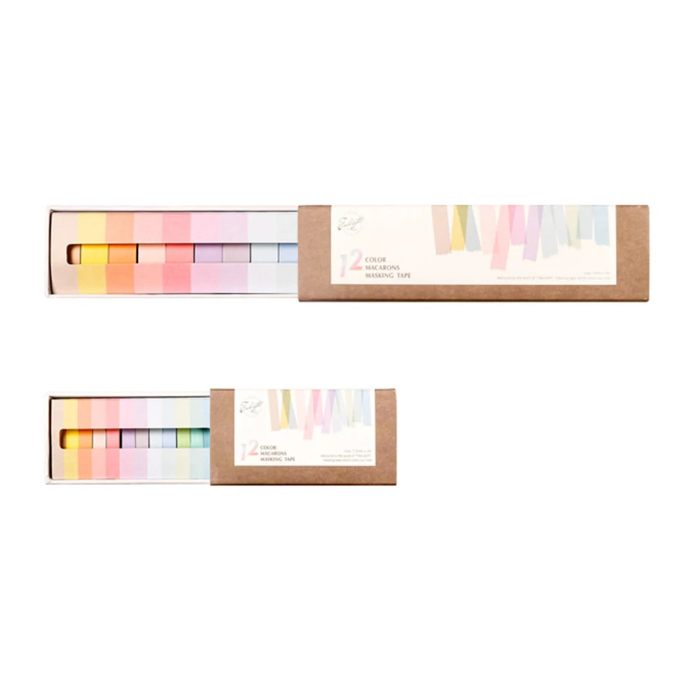 

12 Pcs/lot Rainbow Color Decorative Adhesive Tape Masking Washi Tape Decoration Diary School Office Supplies Stationery