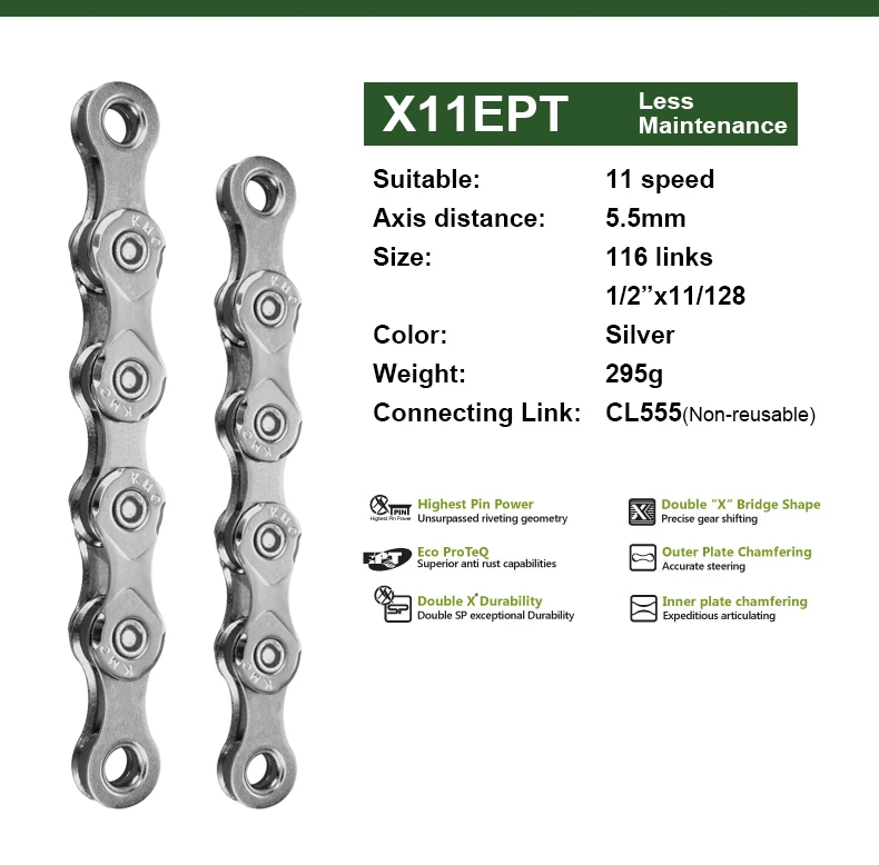 Cheap KMC Chain 116 Links 8/9/10/11 Speed Bike Chain With Missing Connect Link Silver Gold Golden Light MTB Road Racing Bicycle Chain 22