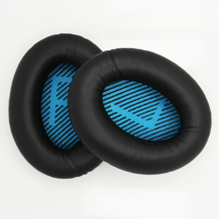 Soft Protein Leather Replacement Earpad Ear Pads Cushions for Bose QuietComfort 25 QC25 QC 25 Headphones Black& Blue