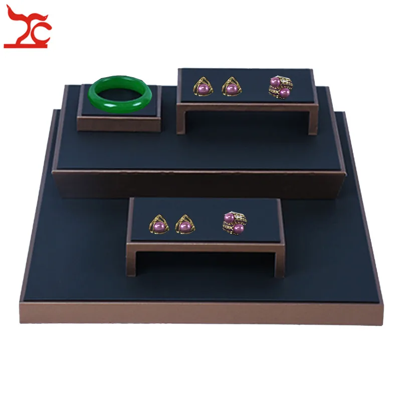 New Luxury Jewelry Display Counter Showcase Brown Black PU Store Window