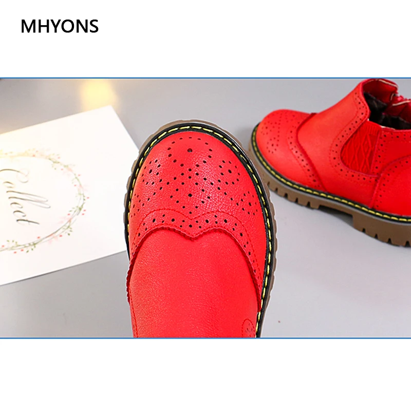 MHYONS/весна-осень ; розовые Ботинки martin для девочек; детская обувь; короткие ботинки для девочек; водонепроницаемые кожаные ботинки; обувь для малышей; детские кроссовки