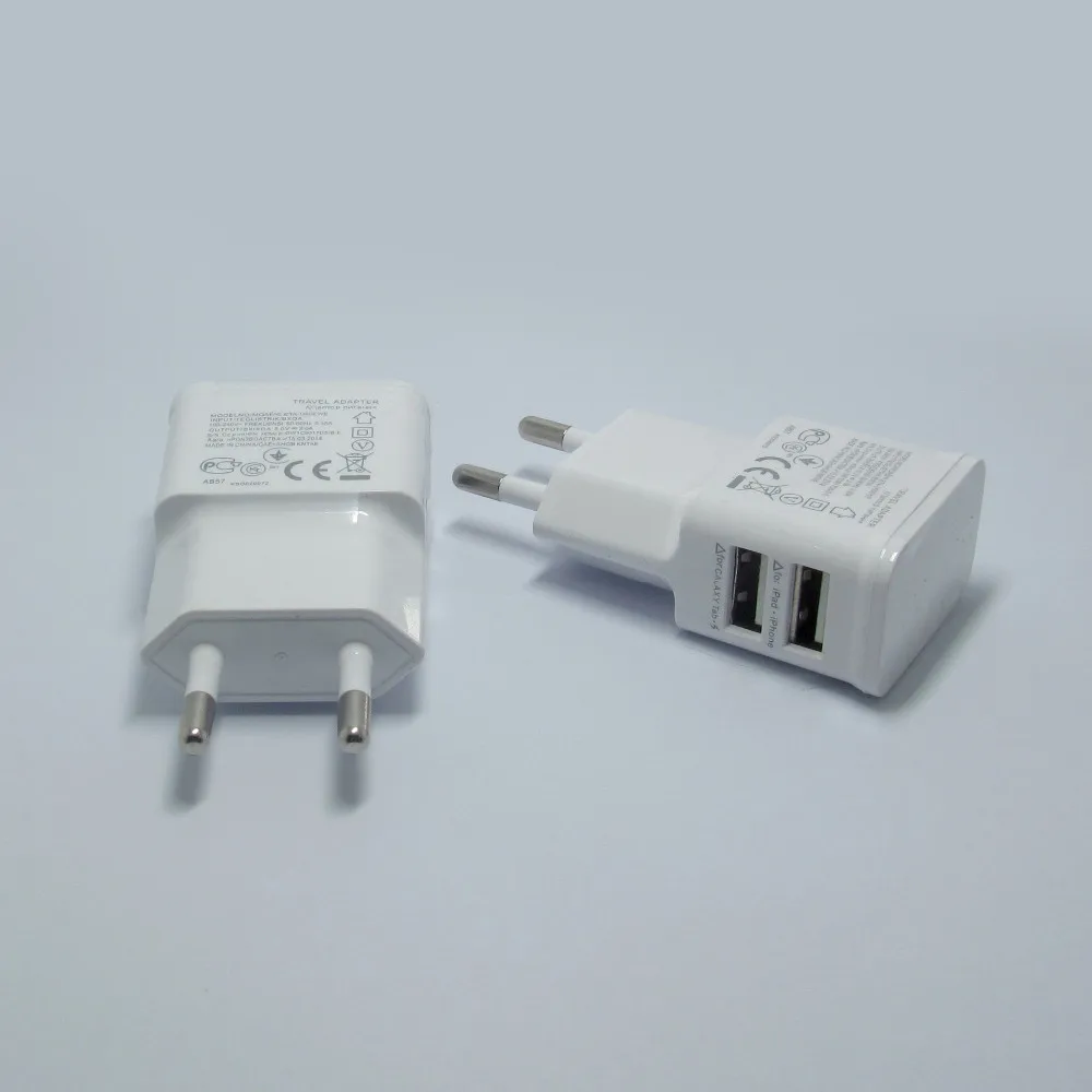 100 шт./лот ЕС Plug 100-240 В 2 Dual USB порты Главная Путешествия стены AC питания зарядное устройство для мобильного телефона адаптер для Samsung Galaxy S3 S4