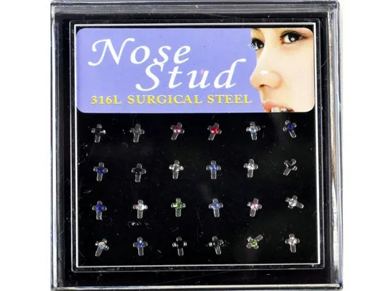 24 шт хирургические стальные Стразы для пирсинга носа и губ - Окраска металла: 1
