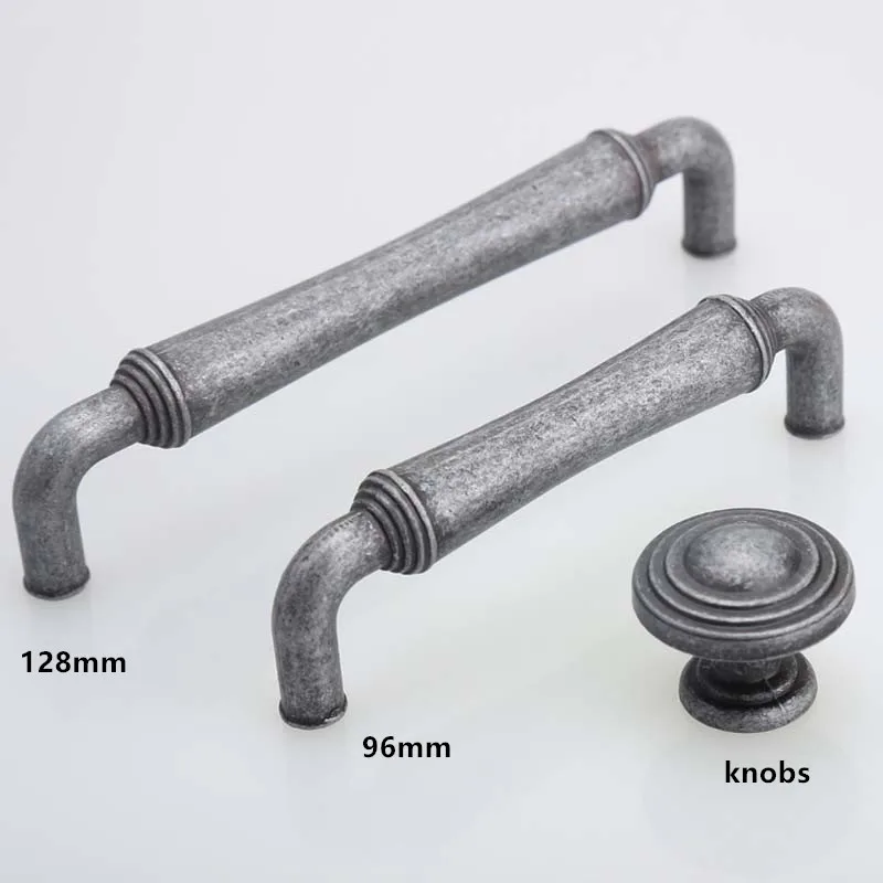 

96mm 128mm Antique iron Dresser drawer Knob Pulls Handles Antique Black Furniture Hardware Kitchen Cabinet Door Handle 5"