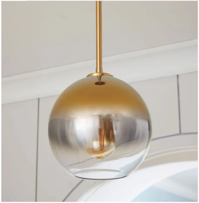 LukLoy стеклянная подвесная люстра в форме шара Лофт набор из 3 подвесных ламп обеденный стол кухонный счетчик Современная подвеска лампы освещение - Цвет корпуса: Gold color
