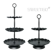 Черные подставки для пирога металлические две/три ярусный торт тарелки свадебное вино торт закуски с изображением пирожного на день рожденья подносы для десерта лоток для дома Вечерние