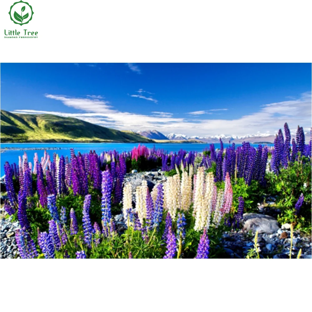 

multi colored lupin flowers 5d square diamond embroidery modern decoration dmc rhinestone unfinished handicraft mosaic painting