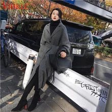 Осенне-зимнее теплое пальто для женщин, Полушерстяное пальто большого размера, Свободный Повседневный Элегантный Тренч, верхняя одежда, винтажное пальто F5