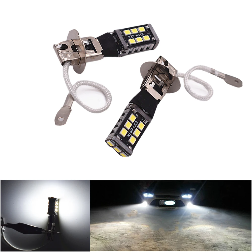 

YSY 2PCS H3 2835 15 SMD LED Canbus No Error Car Headlight Fog lights Driving Lamp Lamp Bulb White DC 12V