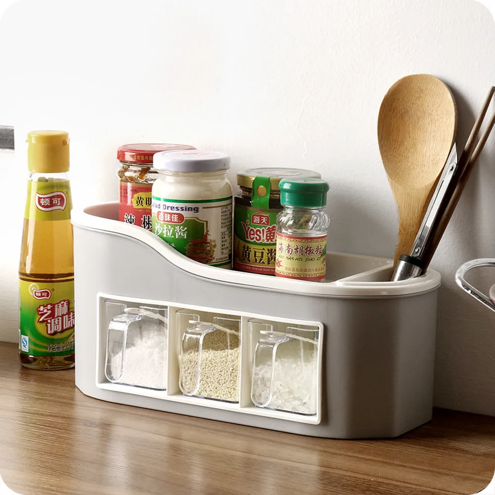 Multi function kitchen rack seasoning box seasoning tank spice storage