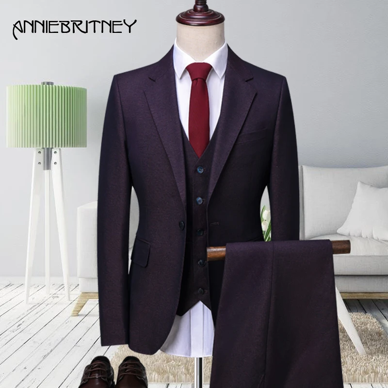 2018 Navy Blue Formal Wedding Suits for Men Satin Shawl Lapel Slim Fit Groom Tuxedo Retros Blazer 3 Pieces Ternos Masculino