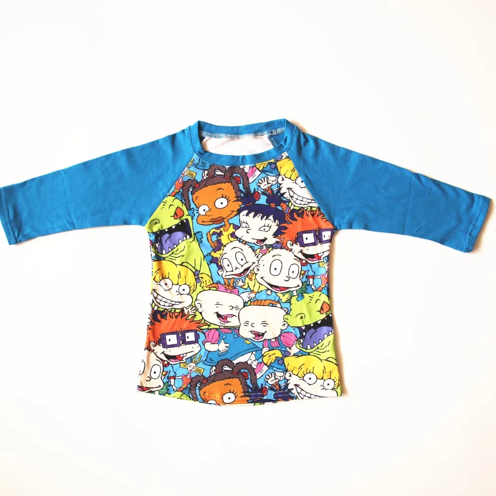 

2019 Spring Baby Boy Raglan T-shirt Boy Long Sleeve Cartoon Kids Animal Pattern Blue Tshirt Baby Kids Top Wholesales