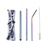 Reusable Metal Drinking Straws Kit With Cleaning Brush