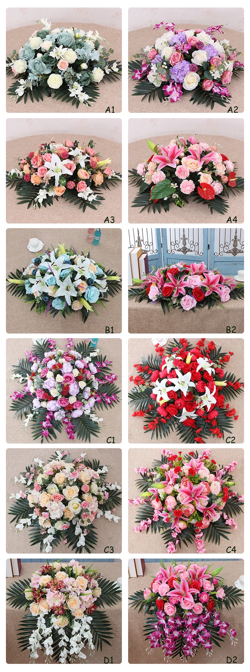 JAROWN Podium Bouquet Meeting Table Flower Business Artificial Fake Rose Lily Flowers Wedding Party Decor Rostrum Front Desk Put (14)
