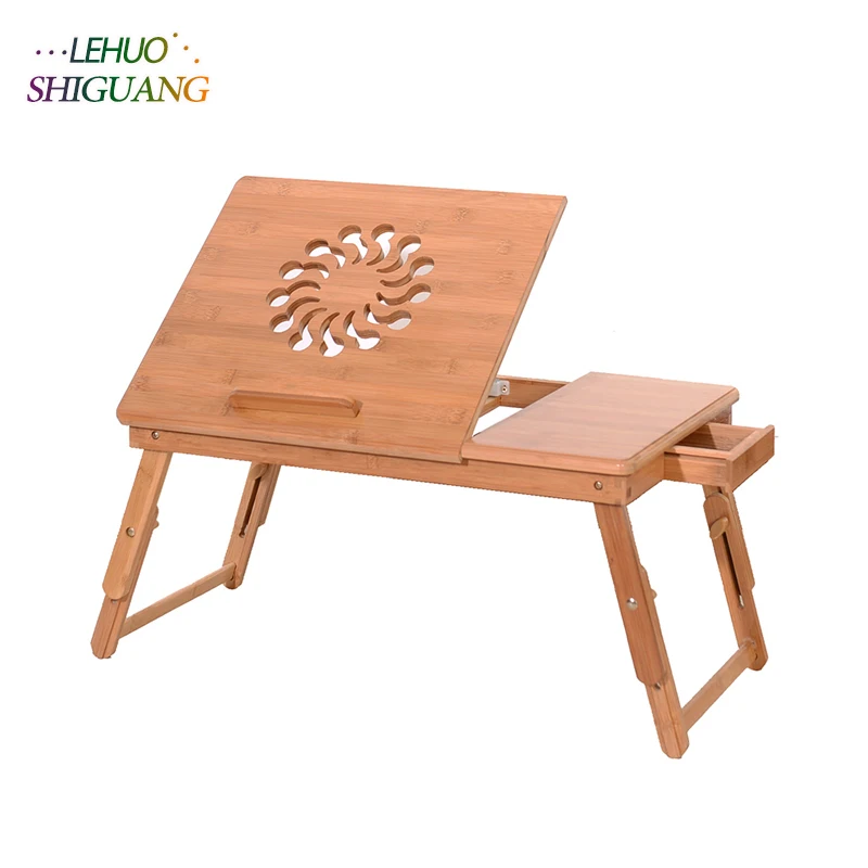 

Student dormitory Bed desk Folding table Fashion Sunflower Engraving Pattern Sandal Wood Bamboo Computer Desk bedroom furniture